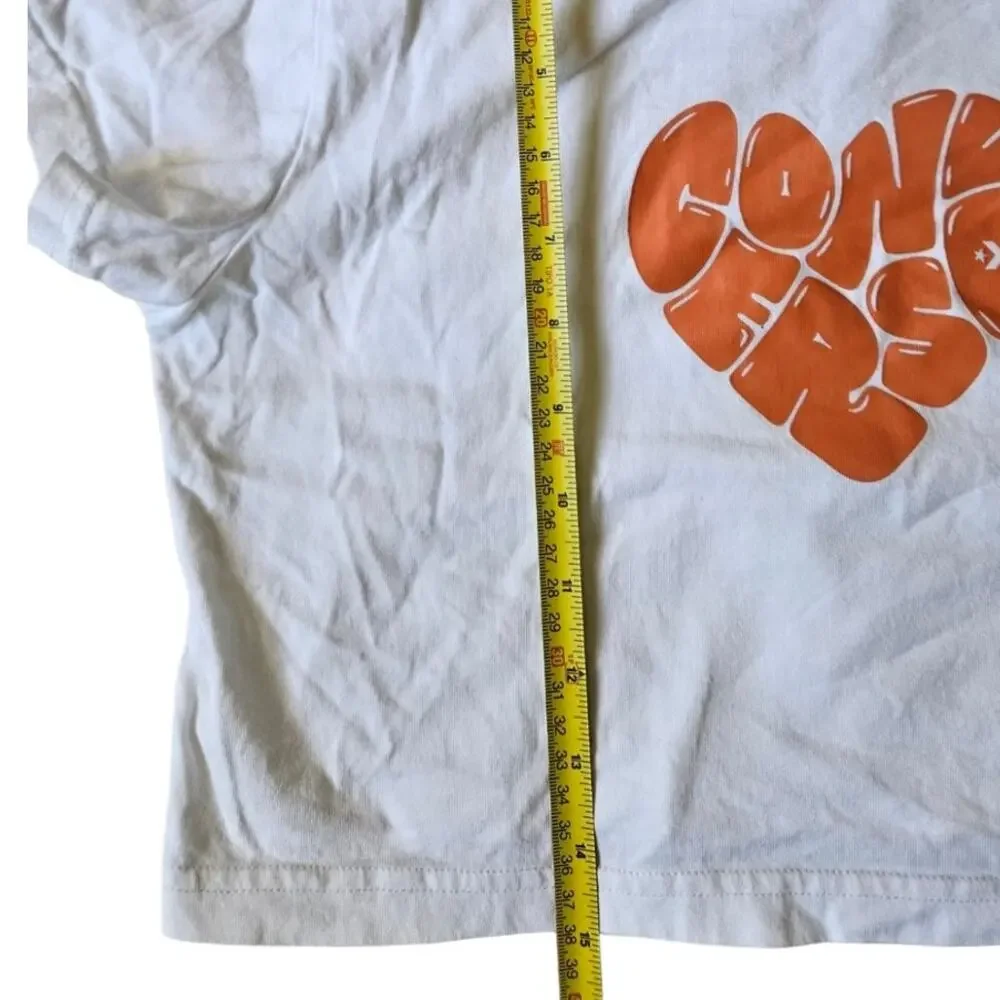 Converse Heart Logo Cropped Graphic Tee White Orange Size Large